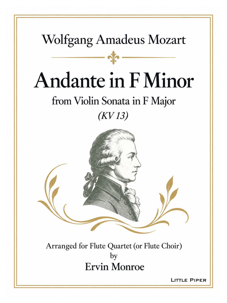 Mozart (arr. Monroe) - Andante in F Minor for Flute Quartet (or Flute Choir) - 4F-M1