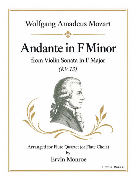 Mozart (arr. Monroe) - Andante in F Minor for Flute Quartet (or Flute Choir) - 4F-M1