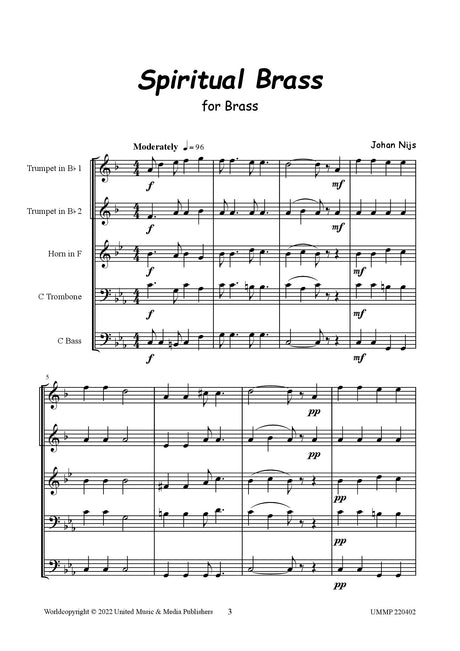 Nijs - Spiritual Brass for Brass Quintet - BR220402UMMP