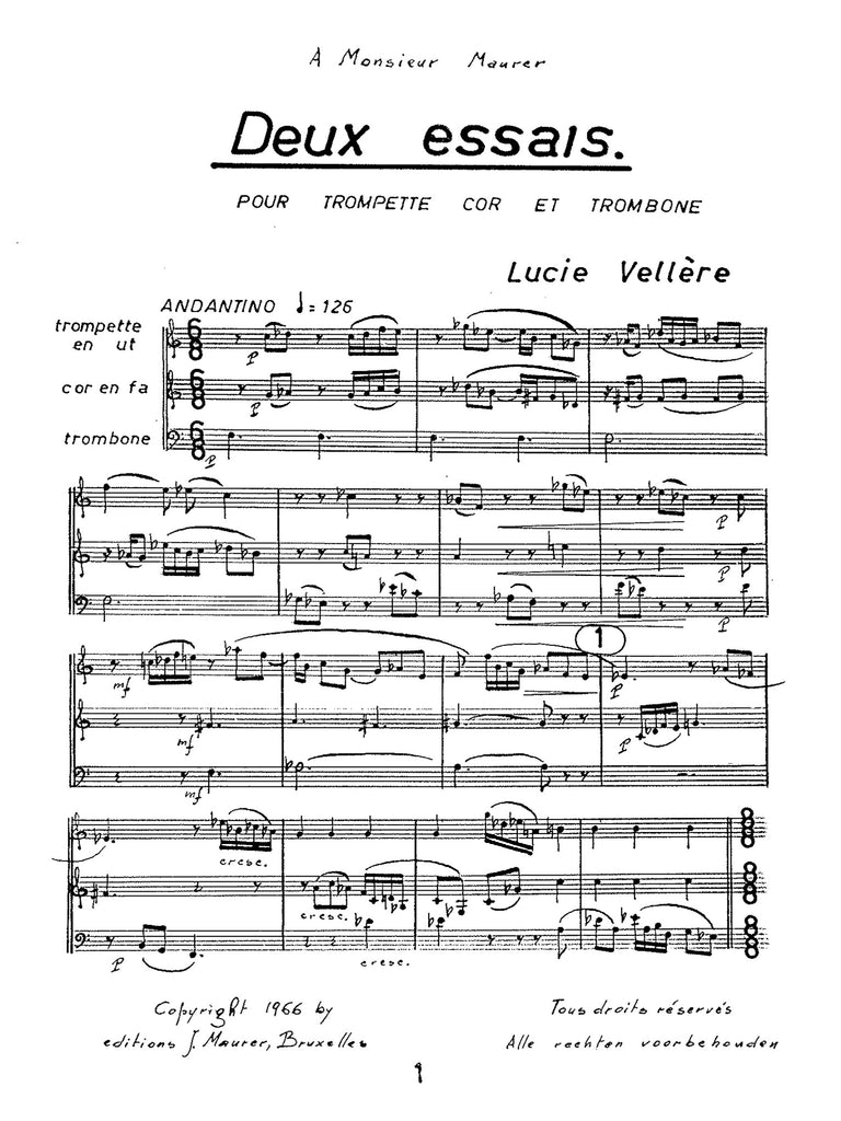 Vellere - Deux Essais for Trumpet, Horn, and Trombone - BRE0660EJM