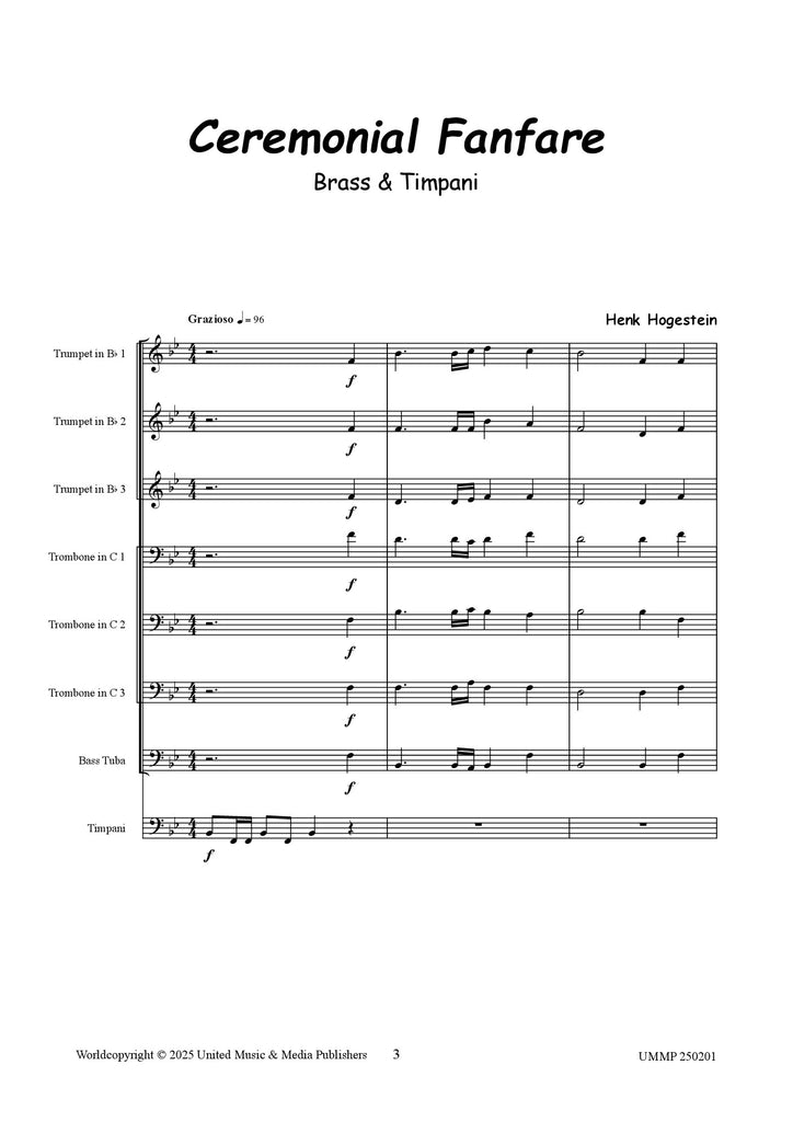 Hogestein - Ceremonial Fanfare for Brass Ensemble - BRE250201UMMP