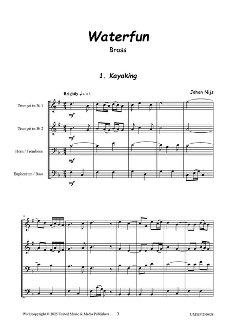 Nijs - Waterfun for Brass Quartet - BRE250808UMMP
