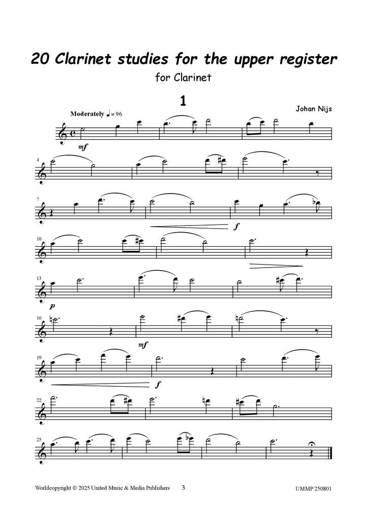 Nijs - 20 Clarinet Studies for the upper register - C250801UMMP