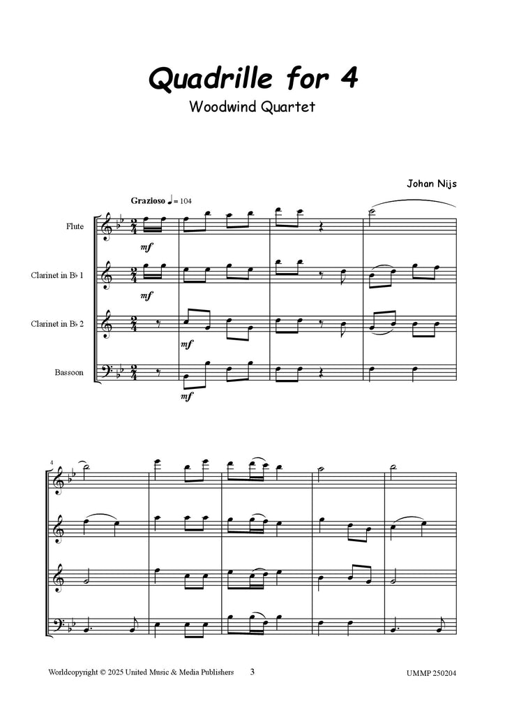 Nijs - Quadrille for 4 for Flute, Two Clarinets, and Bassoon - CM250204UMMP
