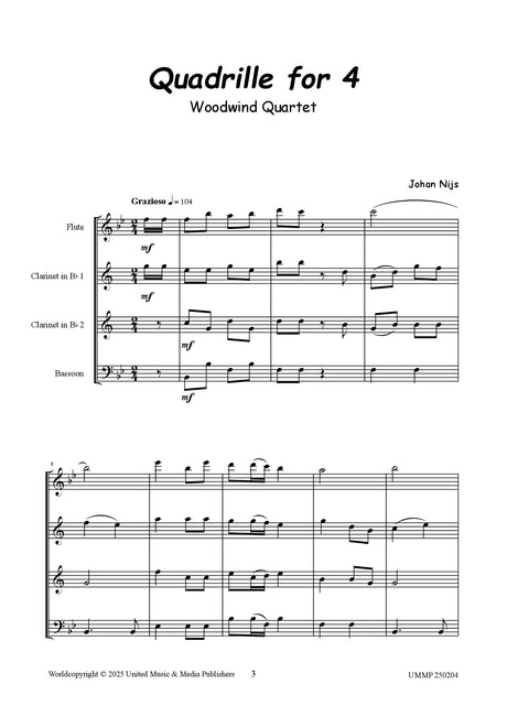 Nijs - Quadrille for 4 for Flute, Two Clarinets, and Bassoon - CM250204UMMP