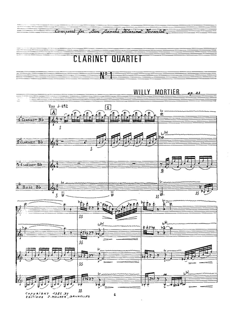 Mortier - Clarinet Quartet No. 1 - CQ1270EJM