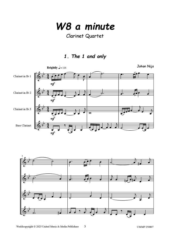 Nijs - W8 a Minute for Clarinet Quartet - CQ250807UMMP