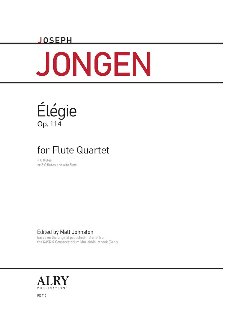 Jongen (ed. Johnston) - Elegie, Op. 114 for Flute Quartet - FQ110