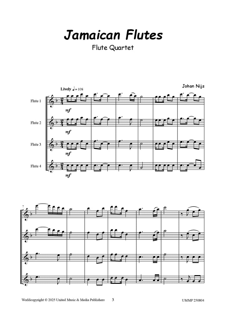 Nijs - Jamaican Flutes for Flute Quartet - FQ250804UMMP
