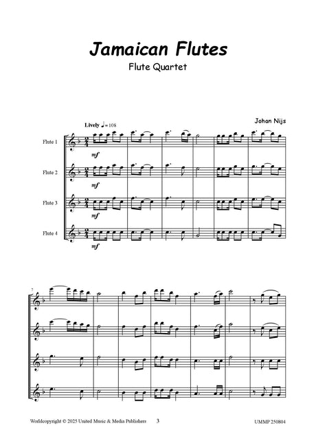 Nijs - Jamaican Flutes for Flute Quartet - FQ250804UMMP
