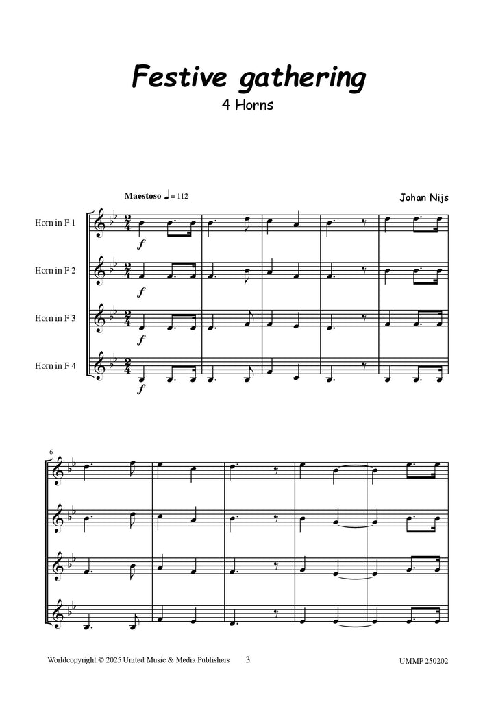 Nijs - Festive Gathering for Horn Quartet - FRHQ250202UMMP