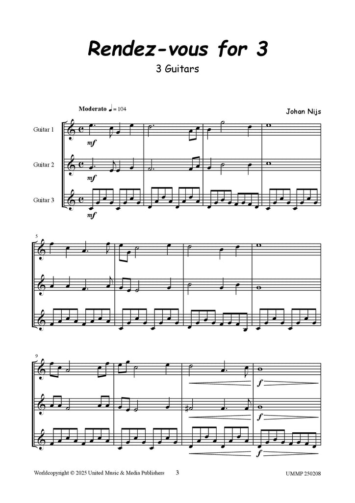 Nijs - Rendez-vous for 3 for Guitar Trio - GT250208UMMP