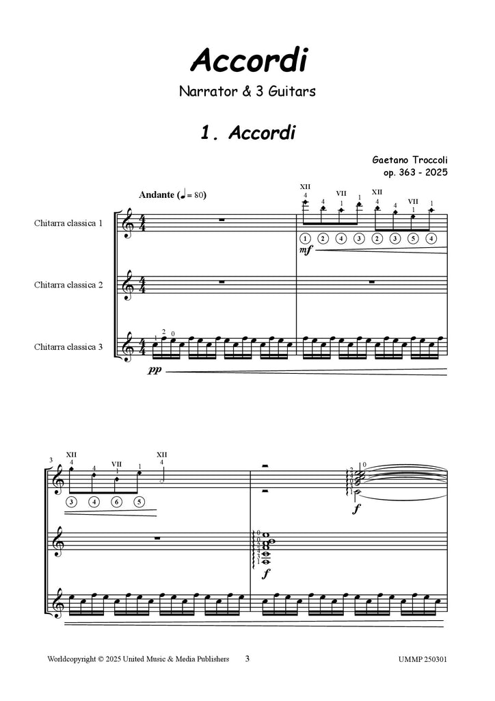 Troccoli - Accordi (3 Guitars & Narrator) - GT250301UMMP