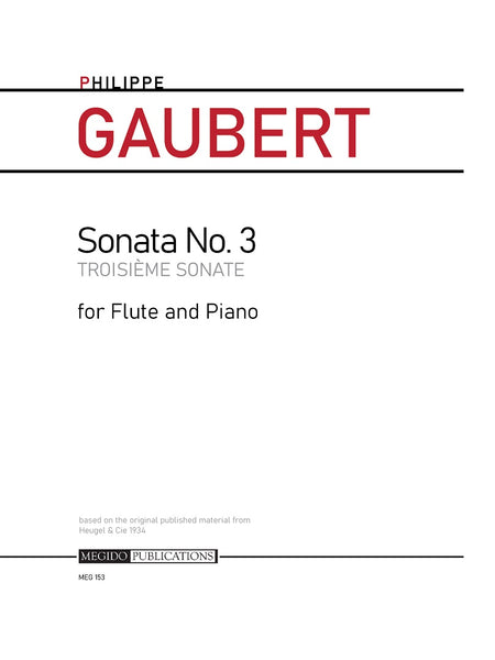 Philippe GAUBERT SONATE フルート＆ピアノ 楽譜 Gaubert - Sonata No. 3 for Flute and Piano - MEG153 | UMMP (ALRY