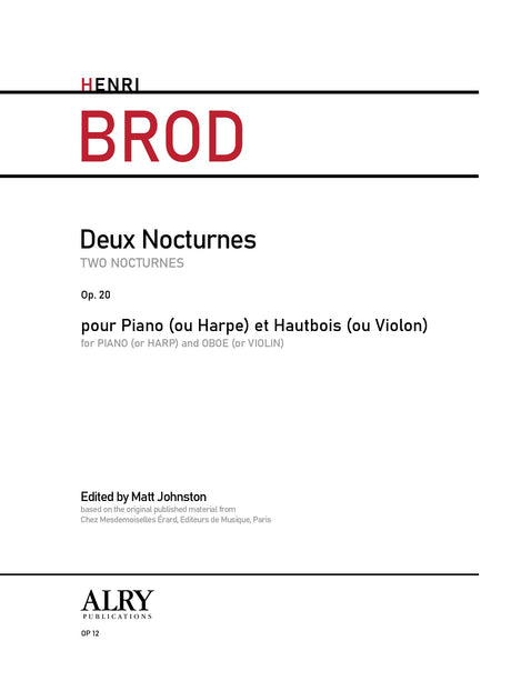 Brod (ed. Johnston) - Deux Nocturnes, Op. 20 for Piano and Oboe - OP12