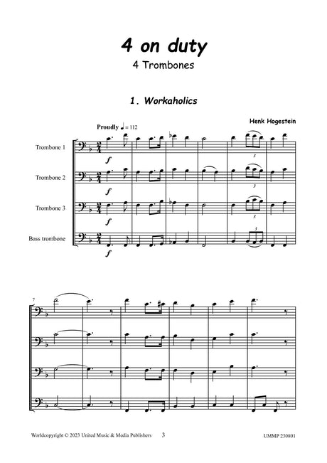 Hogestein - 4 on Duty for 4 Trombones - TRC230801UMMP