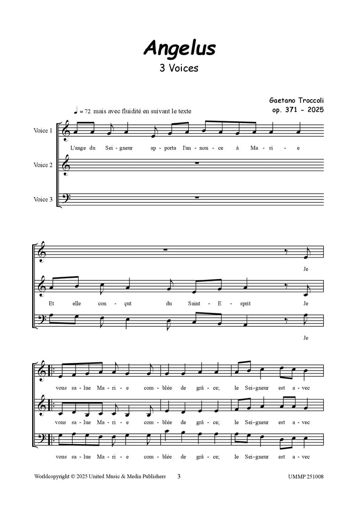 Troccoli - Angelus for SAB Choir - V251008UMMP