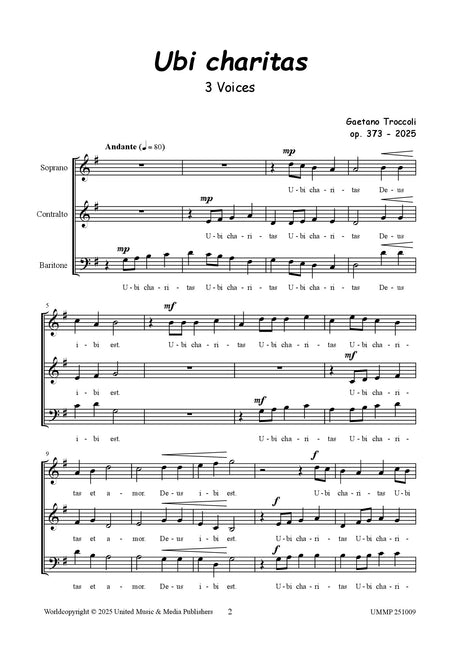 Troccoli - Ubi Charitas for SAB Choir - V251009UMMP