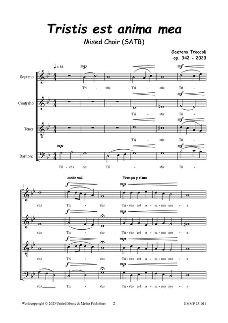 Troccoli - Tristis est anima mea for SATB Choir - V251011UMMP