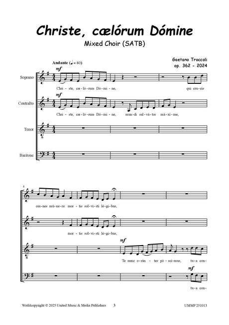 Troccoli - Christe, caelorum Domine for SATB Choir - V251013UMMP