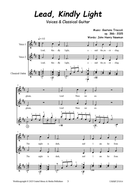 Troccoli - Lead, Kindly Light for Two Voices and Guitar - V251014UMMP