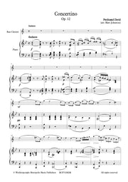 David (arr. Johnston) - Concertino, Op. 12 (Bass Clarinet and Piano) - BCP7328EM