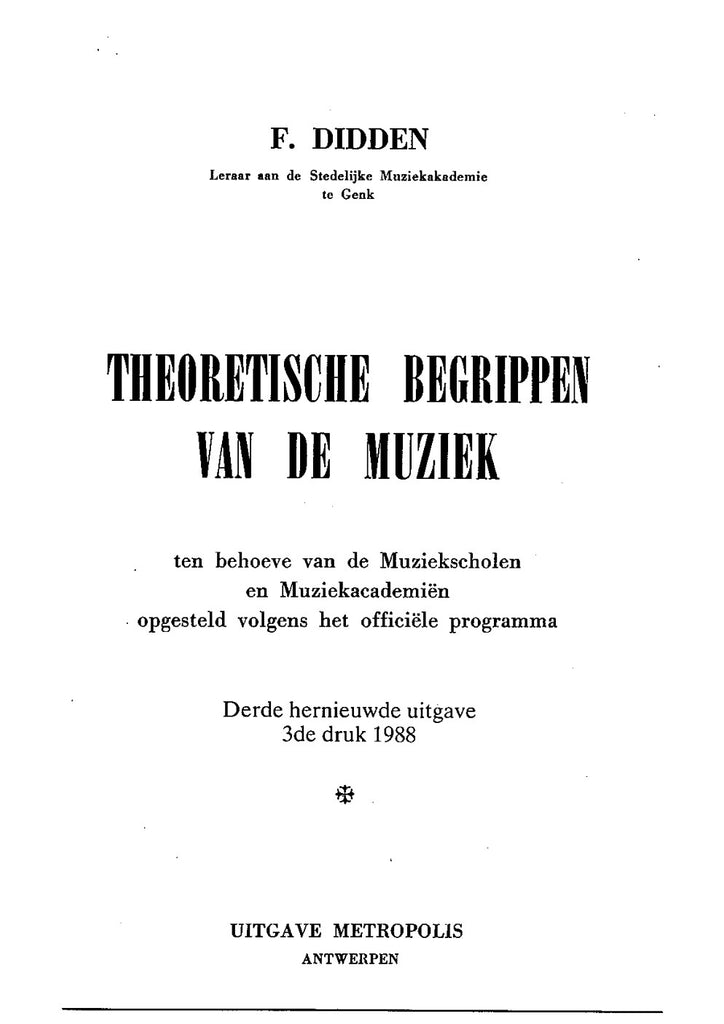 Didden - Theoretische Begrippen van de Muziek - BOOK35EM