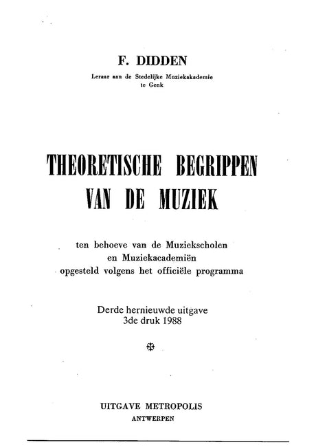 Didden - Theoretische Begrippen van de Muziek - BOOK35EM