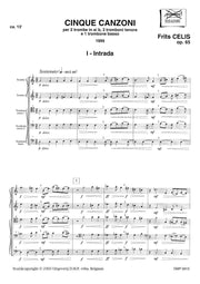 Celis - Cinque Canzoni (2 Trumpets and 3 Trombones) - BR9915DMP