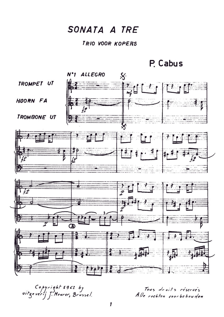 Cabus - Sonata a Tre for Trumpet, Horn and Trombone - BRE0505EJM