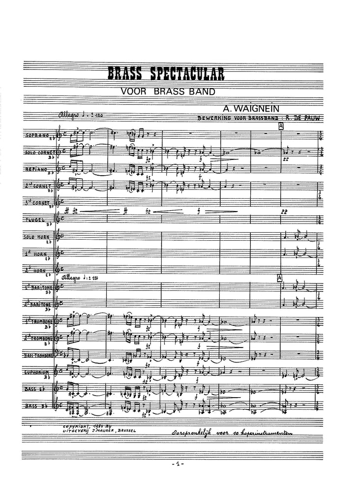 Waignein - Brass Spectacular for Brass Ensemble - BRE1056EJM
