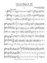 Mozart - Trio in A Major, KV305 for Flute, Violin and Cello - CM52
