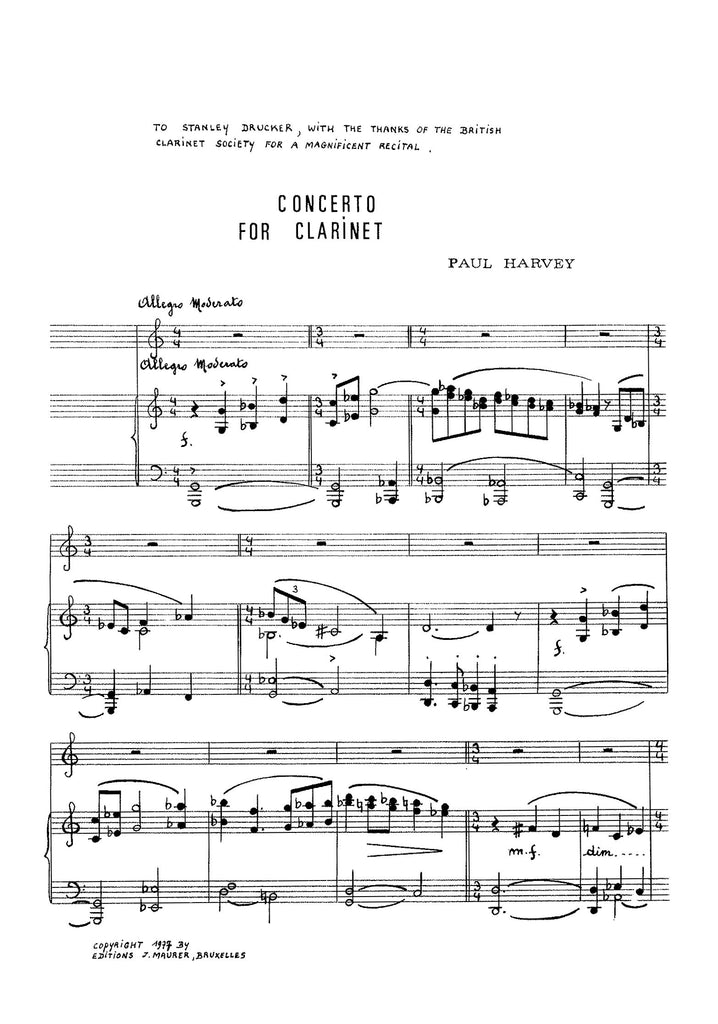 Harvey - Concerto for Clarinet (Piano Reduction) - CP0964EJM
