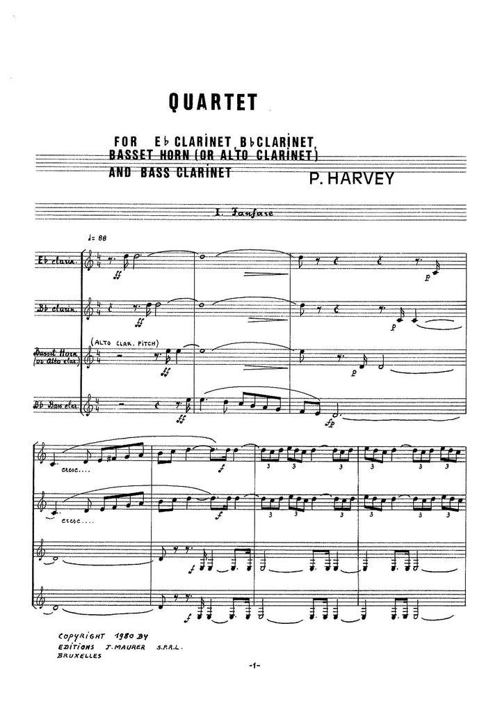 Harvey - Quartet for Clarinet Quartet - CQ1076EJM
