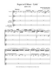 Bach (arr. Johnston) - Fugue in G minor - ’Little' for Clarinet Quartet - CQ102