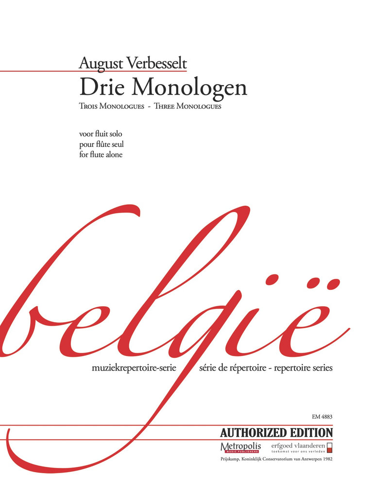 Verbesselt - Drie Monologen for Flute Alone - F4883EM