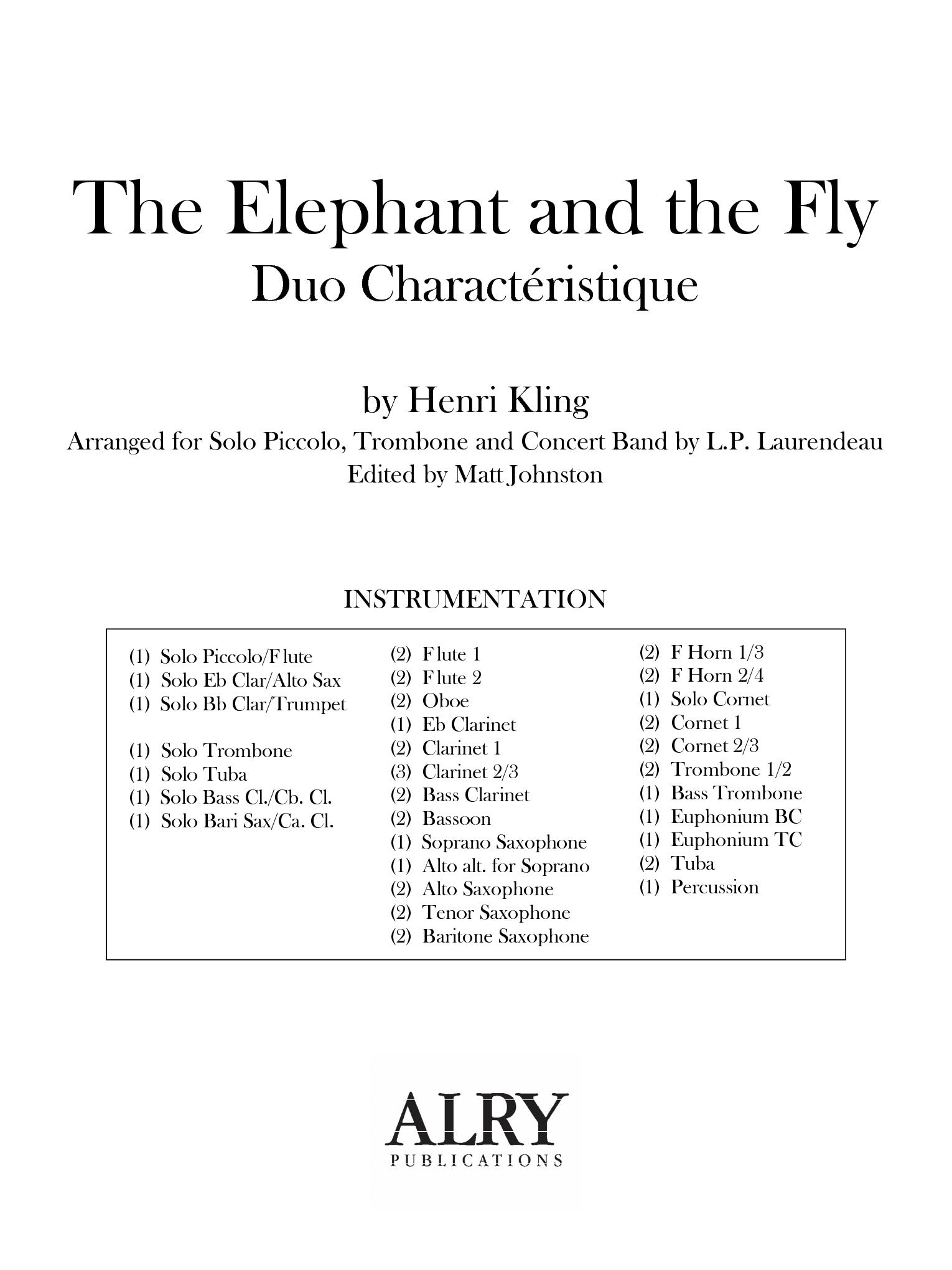 Kling (arr. Laurendeau/Johnston) - The Elephant and the Fly - FB106 ...