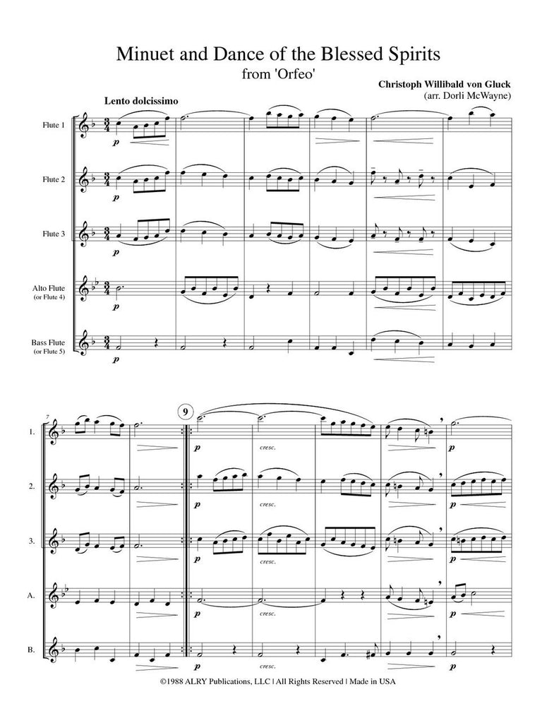 Gluck - Minuet and Dance of the Blessed Spirits (Flute Choir) - FC73
