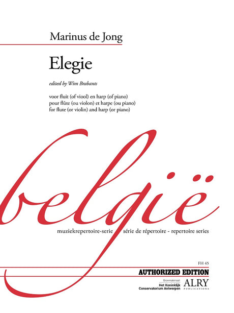 de Jong (ed. Brabants) - Elegie, Op. 192 for Flute and Harp - FH45