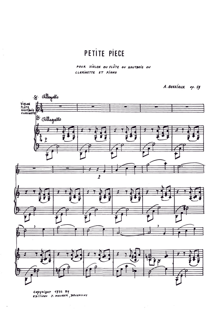 Gossiaux - Petite Piece for Flute and Piano - FP0840EJM