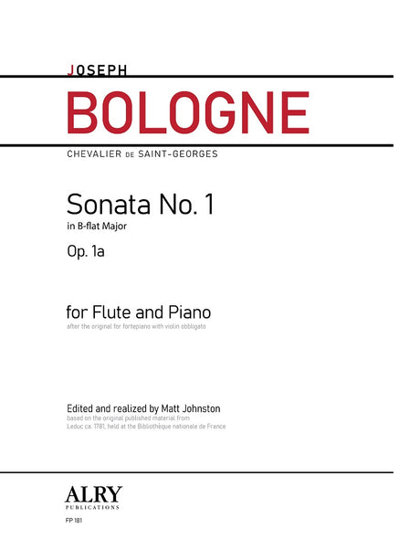 Bologne - Sonata No. 1 in B-flat Major, Op. 1a for Flute and Piano - FP181