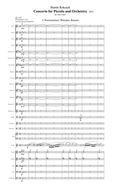 Rokeach - Concerto for Piccolo and Orchestra (Full Score ONLY) - FS27S