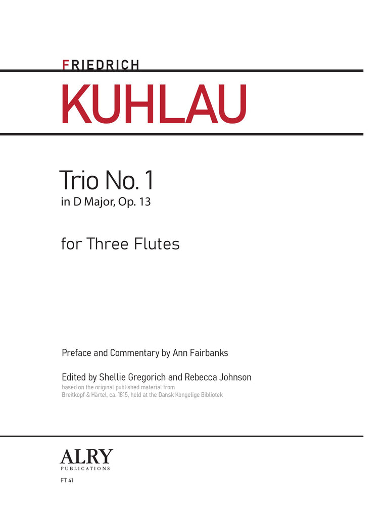 Kuhlau - Trio in D major, Op. 13, No. 1 for Flute Trio - FT41