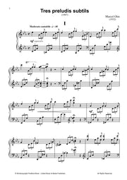 Olm - Tres preludis subtils for Piano - PN3117PM
