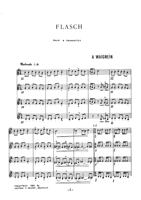 Waignein - Flasch for Trumpet Quartet - TQ0868EJM