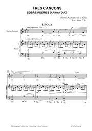 Gonzalez de la Rubia - Tres cançons sobre poemes d'Anna d'Ax for Mezzo-soprano and Piano - V3469PM
