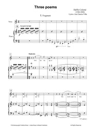 Colome - Three Poems for Mezzo-soprano and Piano - V3603PM