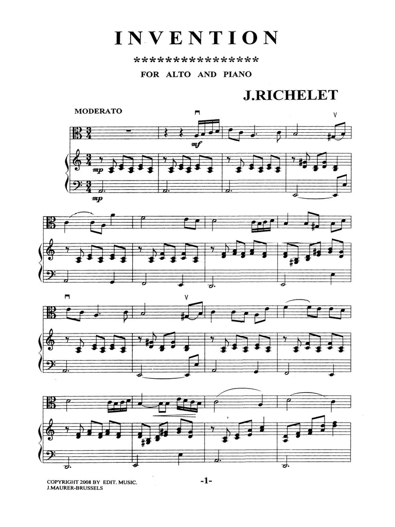 Richelet - Invention for Viola and Piano - VAP1624EJM