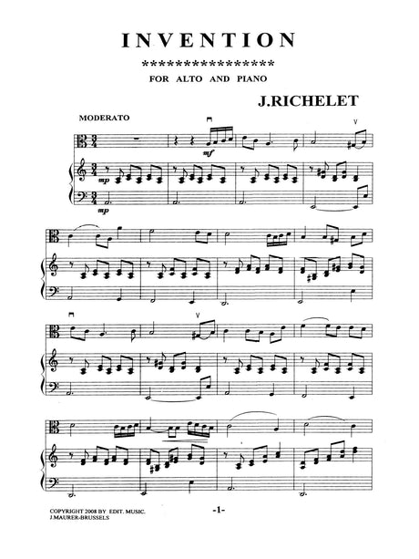 Richelet - Invention for Viola and Piano - VAP1624EJM