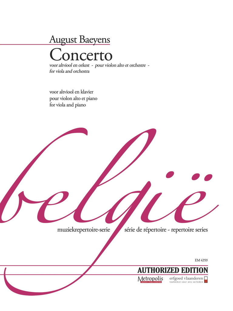Baeyens - Viola Concerto (Piano Reduction) - VAP4359EM